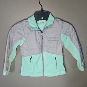 Columbia Gray and Green Puffer Jacket with Standing Collar